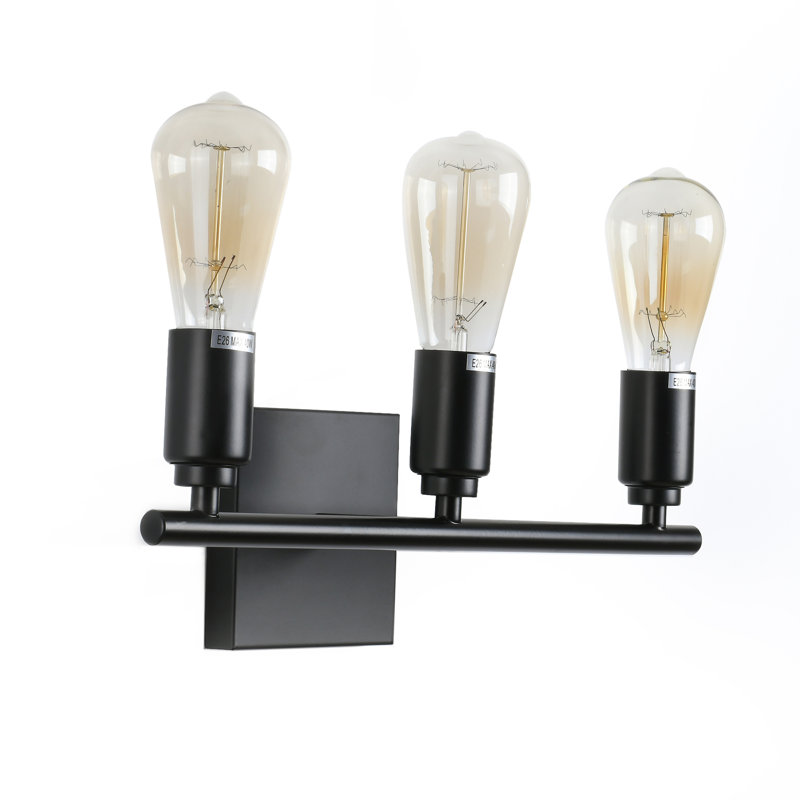 Applique murale 3 lumières pour salle de bain style rétro noir