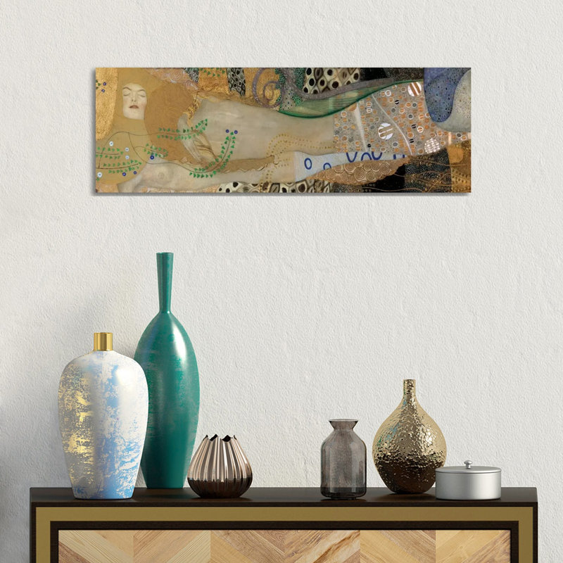 Sea Serpents, Detail II by Gustav Klimt - Wrapped Canvas Panoramic Print, 30.48 cm H x 91.44 cm W x 1.91 cm D