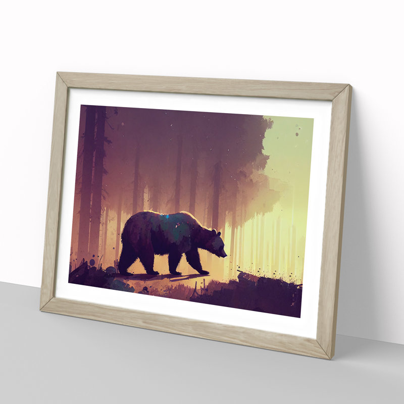 Bear Vol.3 - Single Picture Frame Print, Oak, 34cm H x 46cm W x 2cm D