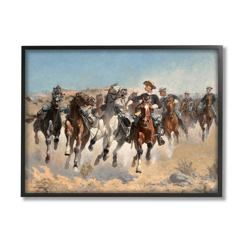 Chevaux au galop, troupeau de cowboys, Giclée encadrée noir minuit, H 11 po x l 14 po x P 1,5 po