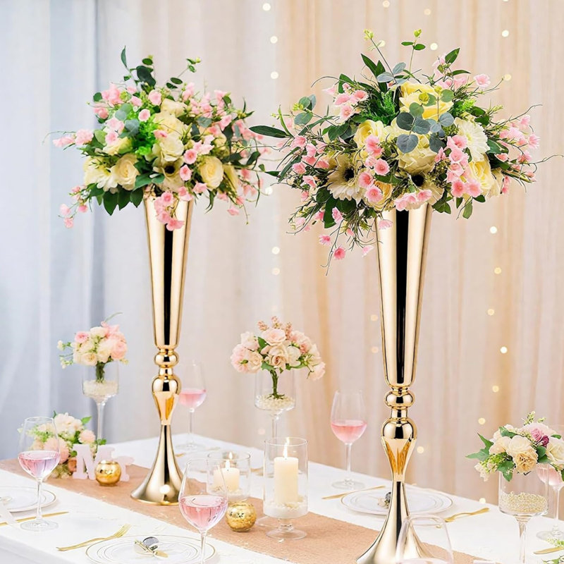Metal Trumpet Vase for Wedding Centerpiece