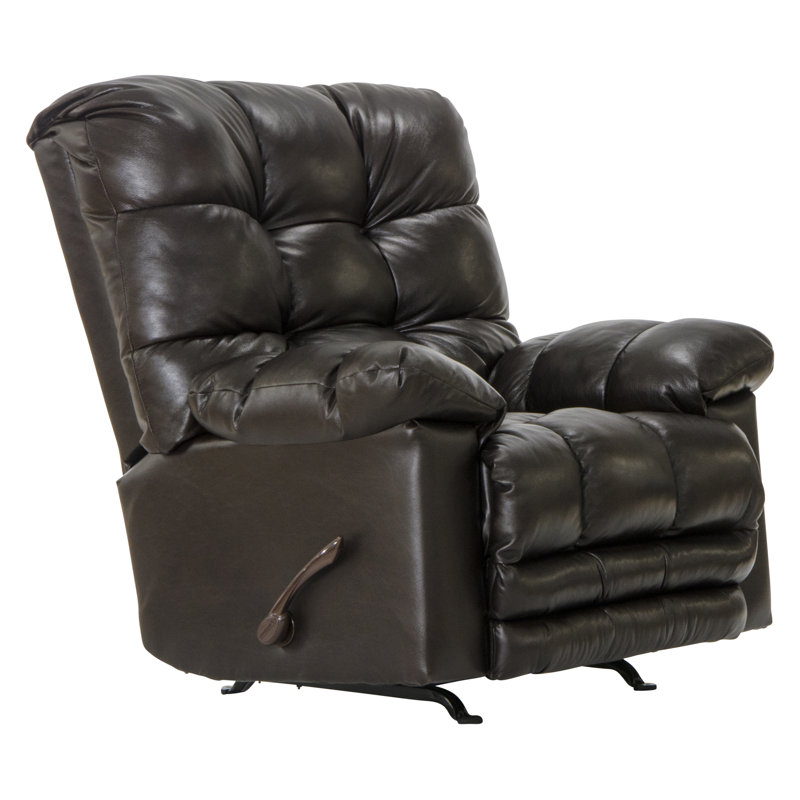 Fauteuil inclinable en cuir italien Piazza, Brun, Manuel
