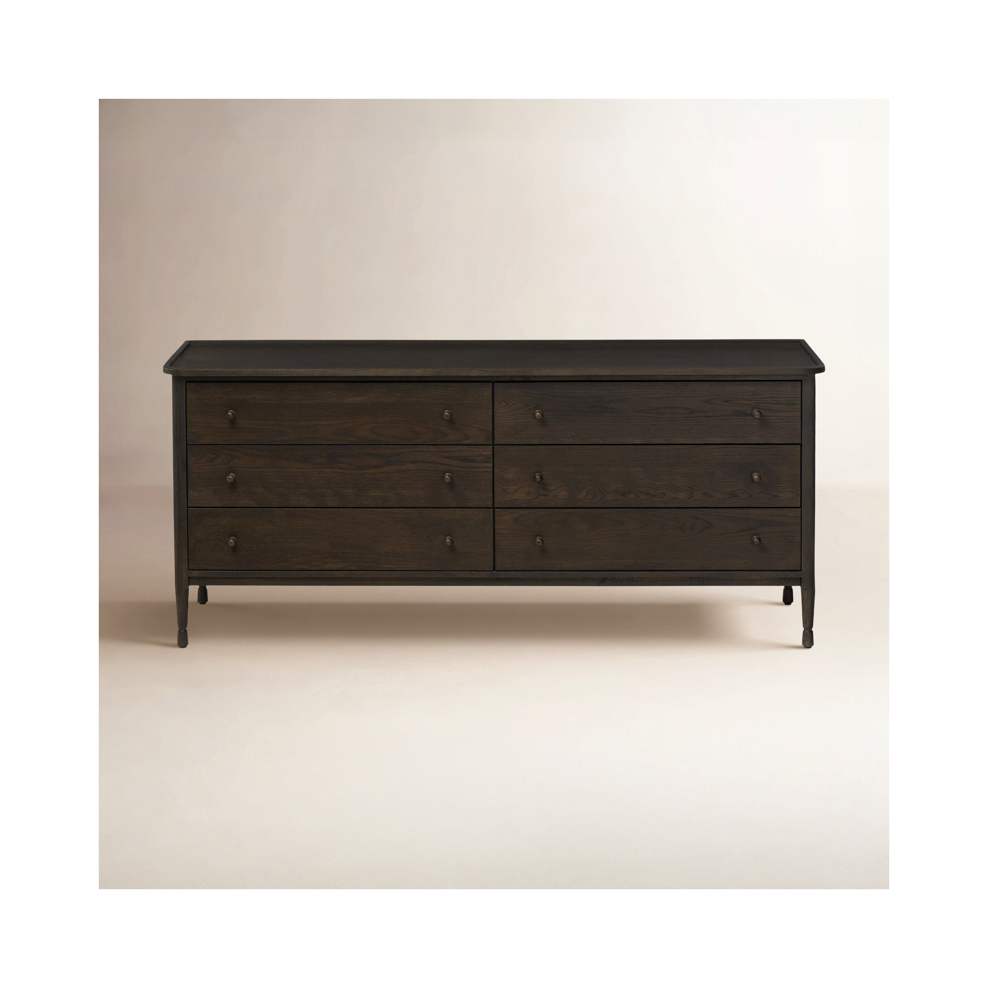 Franny 6 Drawer Dresser-Saddle Brown Veneer, Espresso Oak Veneer