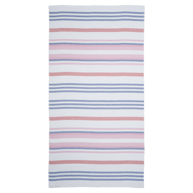 Serviette de plage 100% coton bleu marine, Rose / orange