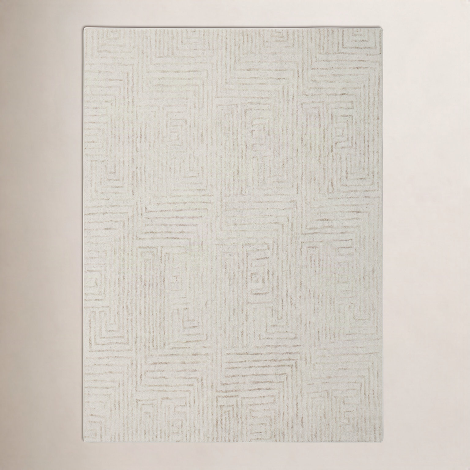 Kalise Hand-Tufted Geometric Wool Rug, Beige, Rectangle 7'9" x 9'9"