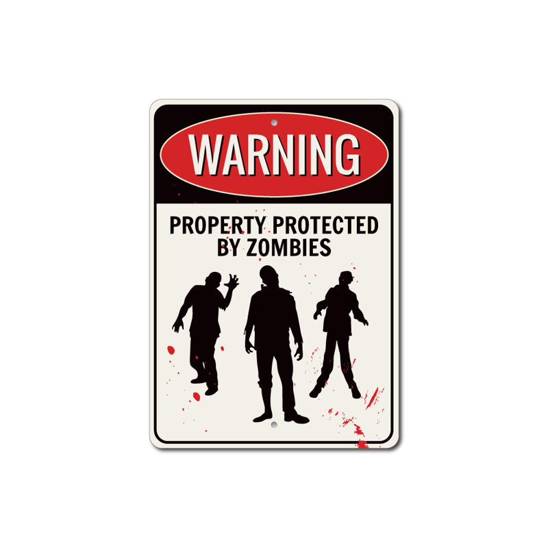 Panneau en aluminium Zombie, H 14 po x l 10 po x P 0,04 po