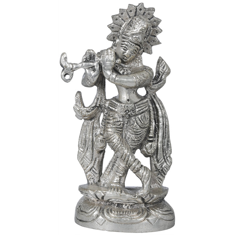 Figurine lord Krishna en laiton, Argent