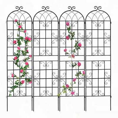 Ensemble de 4 treillis de jardin en métal 86,7 po x 19,7 po antirouille