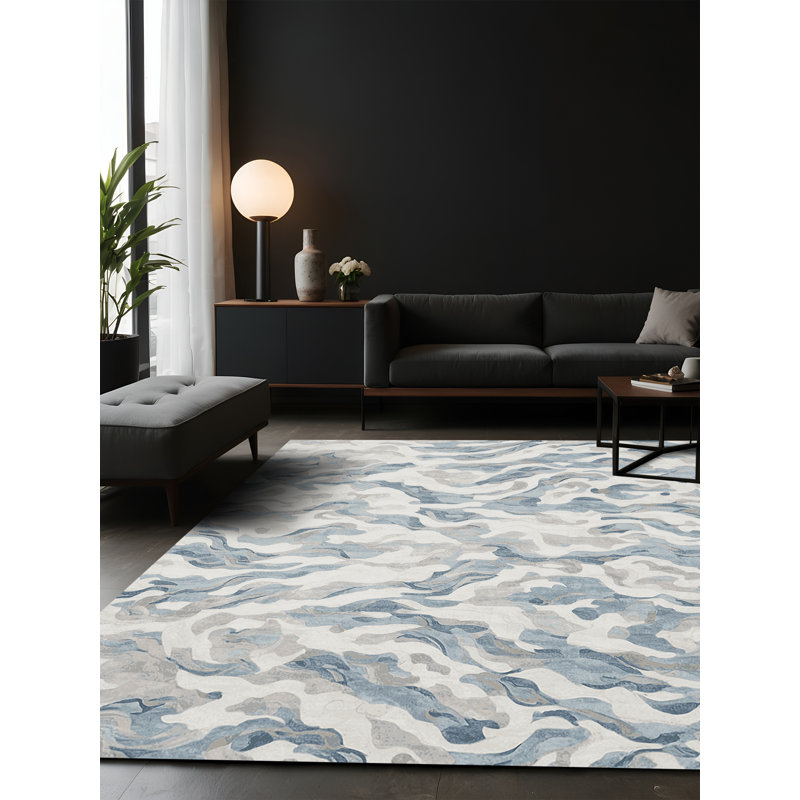 Tapis gris soyeux et moelleux, Carré 7 pi