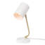 Lampe de bureau 15 po Novogratz X Globe Athena, abat-jour blanc, bras en laiton, base en faux marbre blanc