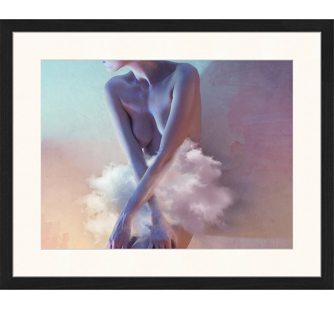 Dame mit Wolke - Bilderrahmen Graphic Art Print auf Papier