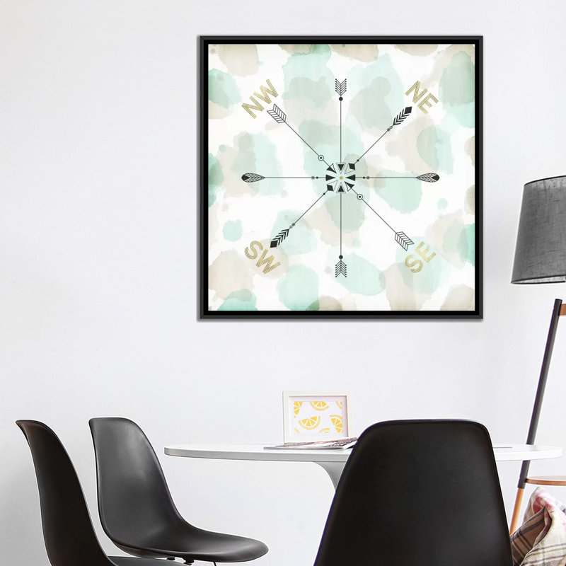 « directions i », impression sur toile, H 18 po x l 18 po x P 1,5 po, Toile avec cadre noir, Pas de tapis