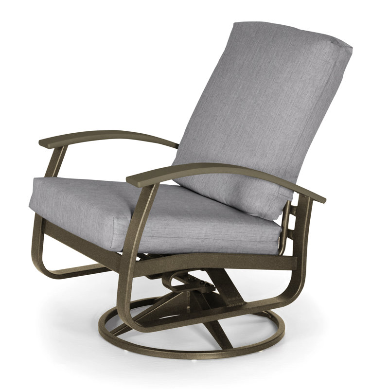 Chaise de patio pivotante avec coussin Askar, Toile granit Sunbrella®, Bois de plage P40, Bois de plage texturé