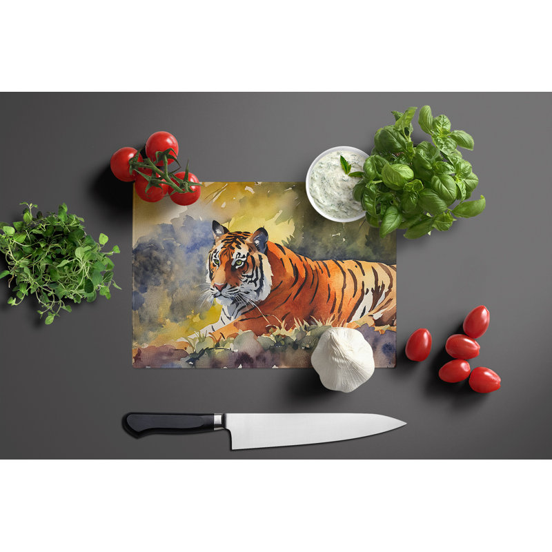 Bengal Tiger Glass Cutting Board Large