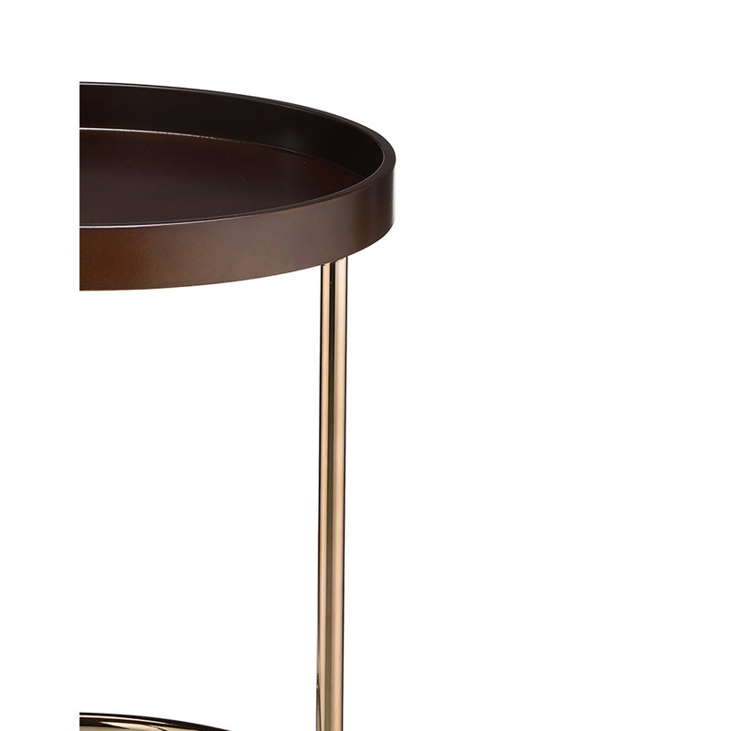 , Table d'appoint Mid-Century, bord rabattu, hauteur de 22,35 po, base en bois comprimé, pieds en métal cuivré, table de style Mid-Century de 22,35 po avec entretien de 3 chiffons humides