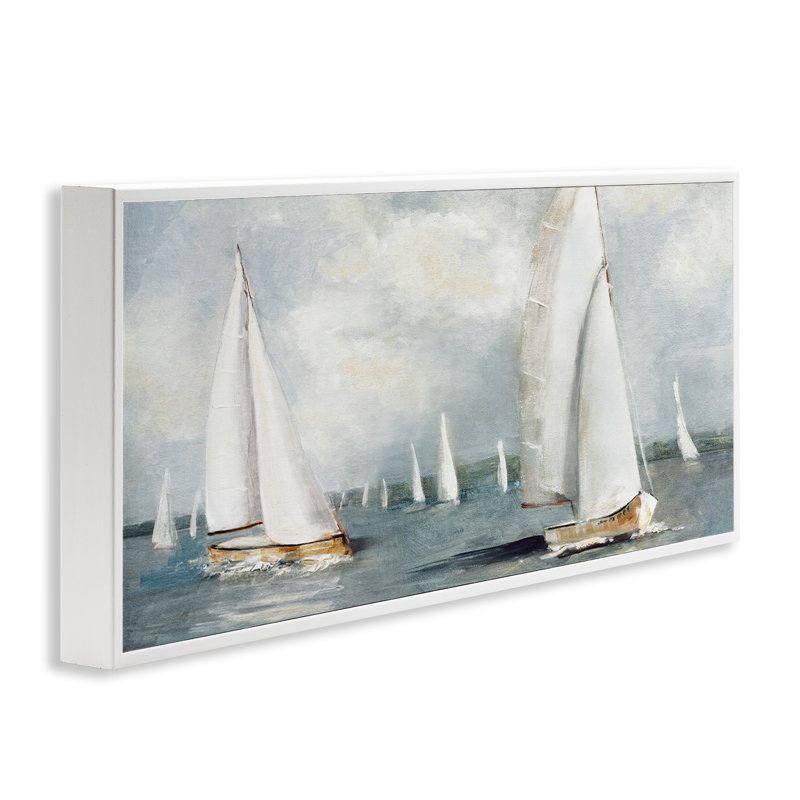 Giclée encadrée par une flotte de voiliers Windy, conception de Sally Swatland, H 10 po x l 24 po