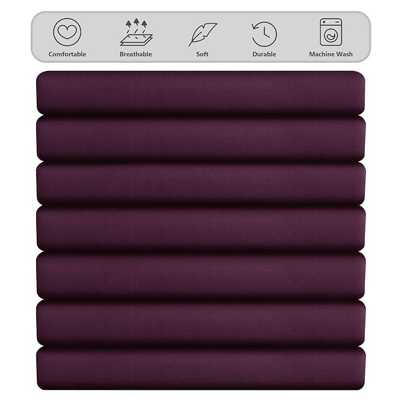 Ranarda Cotton Blend Percale Flat Sheet, Double (4'6), Aubergine