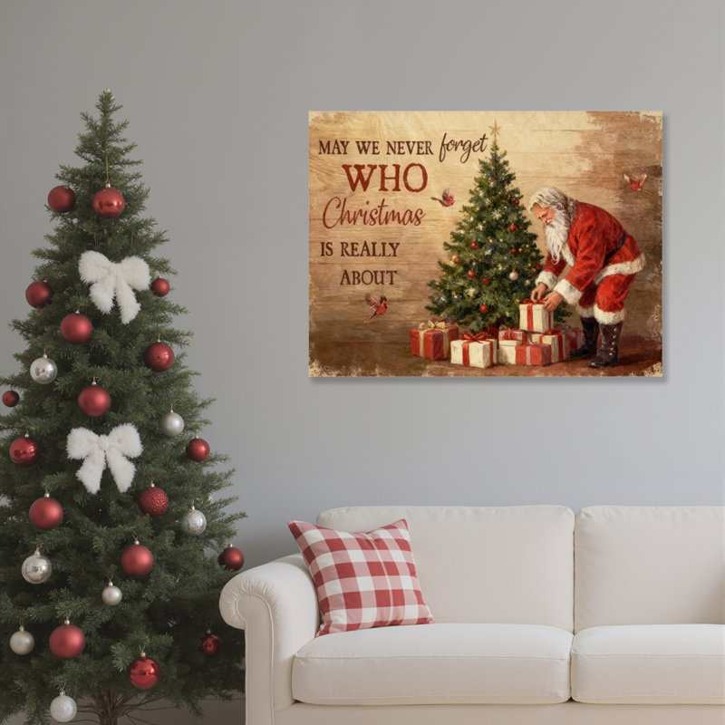 Art mural sur toile père Noël, H 12 po x l 18 po