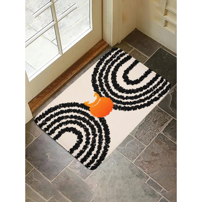 Tapis pour salle de bain à motif circulaire, 16 x 24
