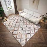 Tapis gris en chenille tissé à la machine Patchwork