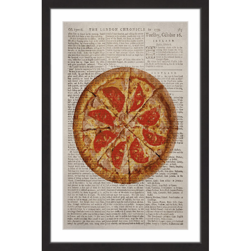 « salami pizza », reproduction d’art encadrée, H 18 po x l 12 po x P 1,5 po