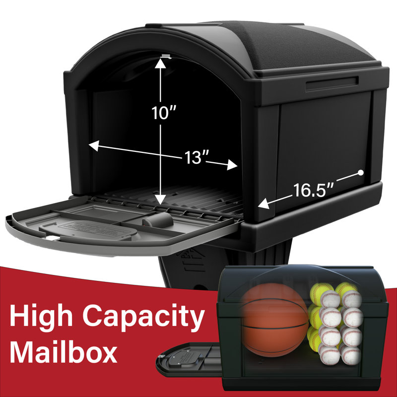 T4 Extra Large Capacity Mailbox Top and Post (Black)
