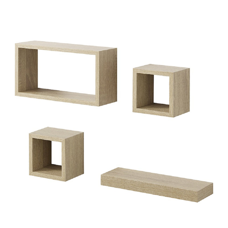 Adewale 4 Piece Floating Shelf, Oak