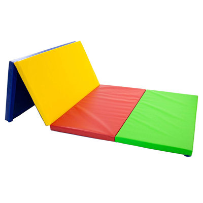Folding Gymnastics Crash Mat – Thick Safety Landing Pad for Tumbling, Martial Arts & Training (Rainbow, 2 Inch x 4 ft x 6 ft)