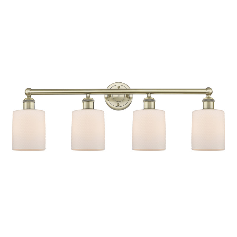 Karon 4 - Light Dimmable Vanity Light, Matte White, Antique Brass