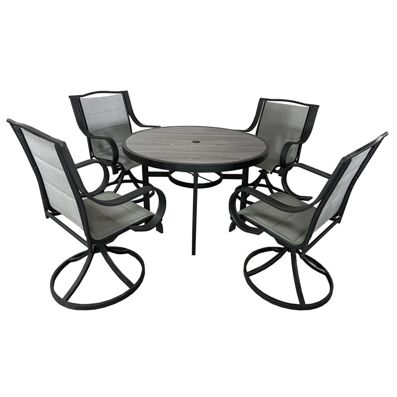 Deko Living 4 Place Seating Outdoor Patio Dining Table and Swivel Chairs Set