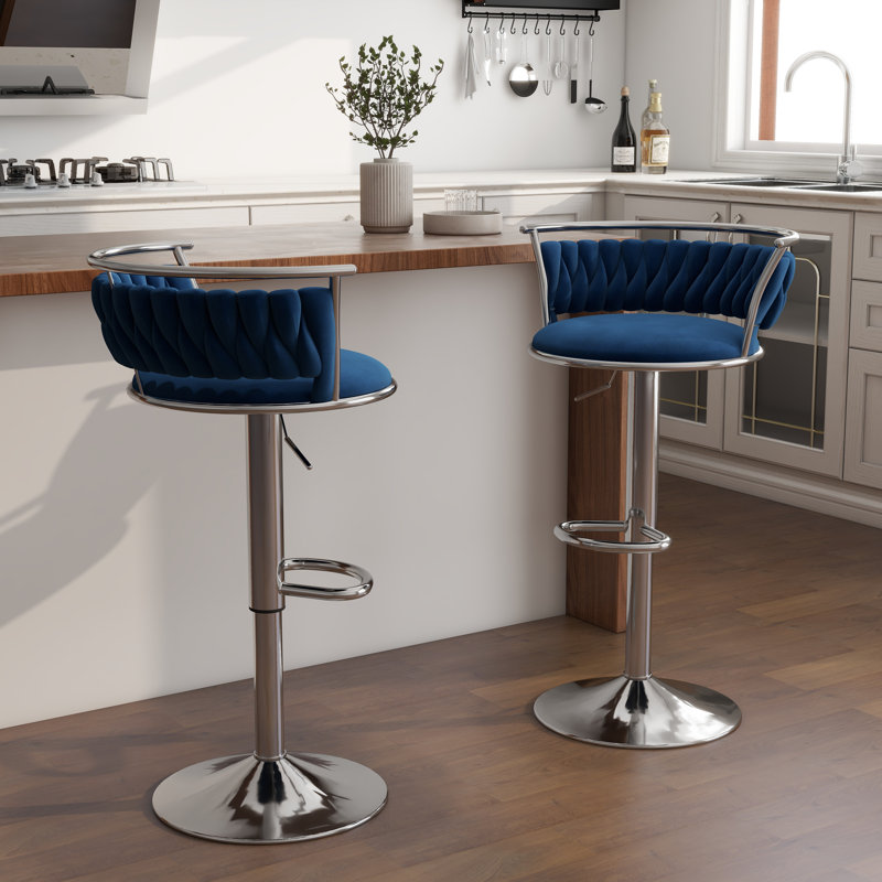 Tabouret de bar Christal, Marine, Argent argent