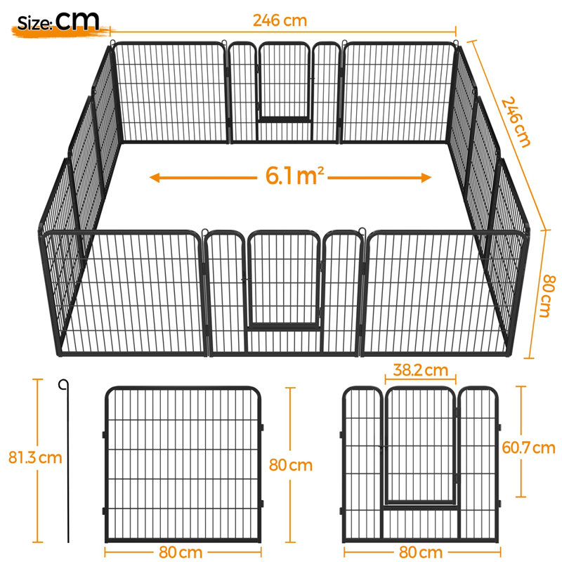 Pet Pen with 2 Doors & Automatic Locks, 80cm x 80cm