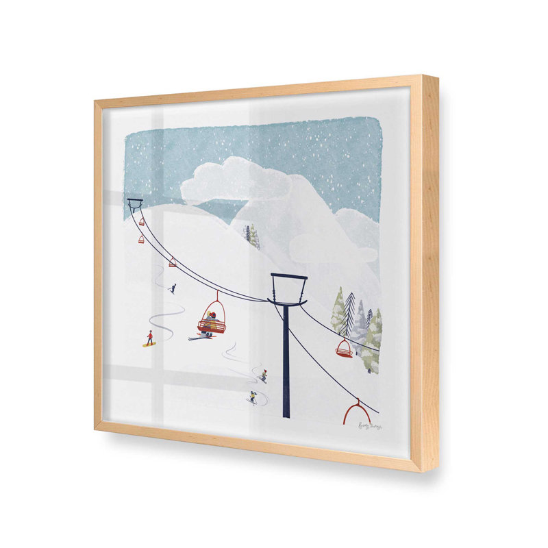 Imprimé hivernal d'hiver, H 17,5 po x l 17,5 po, Cadre en érable brut, bois massif