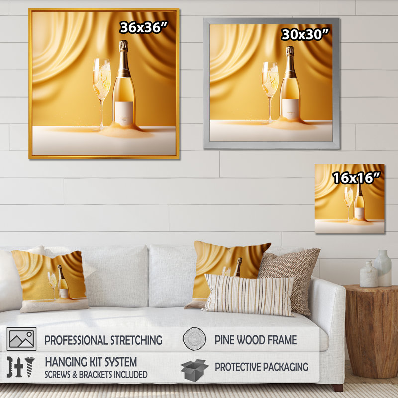Impression sur toile Chardonnay Wine Charm - Wine & Champagne, H 36 po x l 36 po x P 1,5 po, Toile tendue