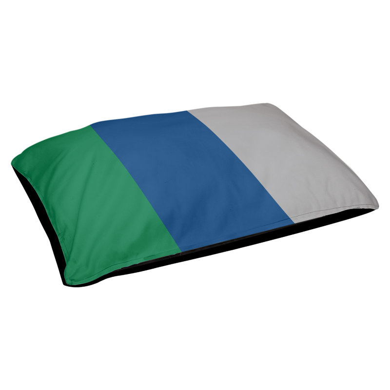 Coussin rectangulaire designer Kansas City, Moyen (L 30 po x l 40 po), Vert / bleu foncé / gris froid