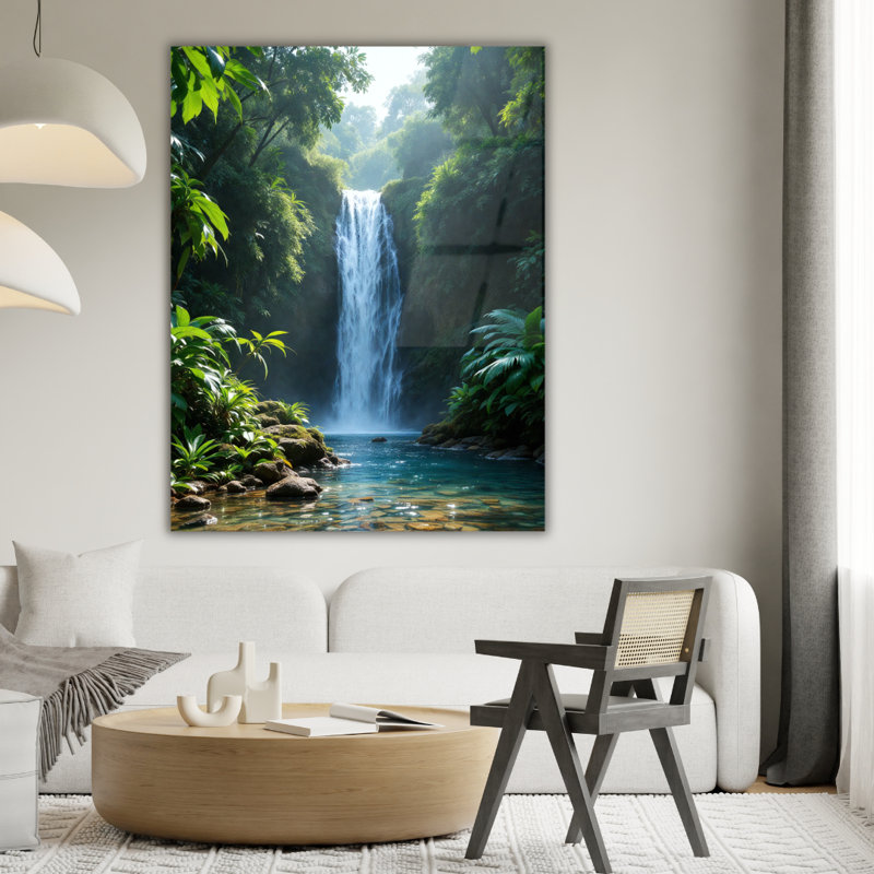 Art mural en verre trempé cascade, 24" H x 18" W