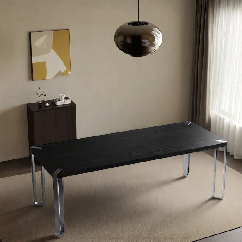 Solid Ash Wood Table with Stable Design., 29.53" H x 86.61" L x 35.43" D