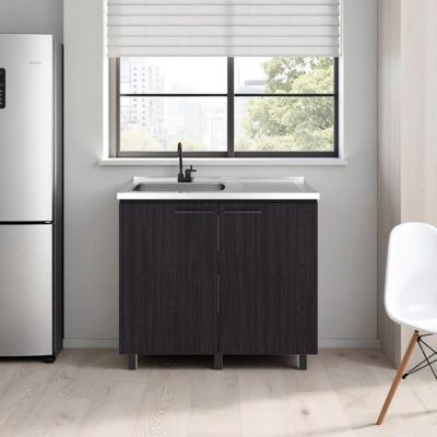 Utility Sink Cabinet With Two - Door And Three Shelf Storage Ideal For Kitchen Laundry, Easy To Clean Surface