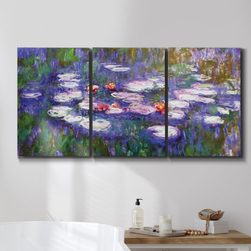 Spring Marsh I, ensemble de 3 toiles encadrées, H 48 po x l 96 po x P 2 po