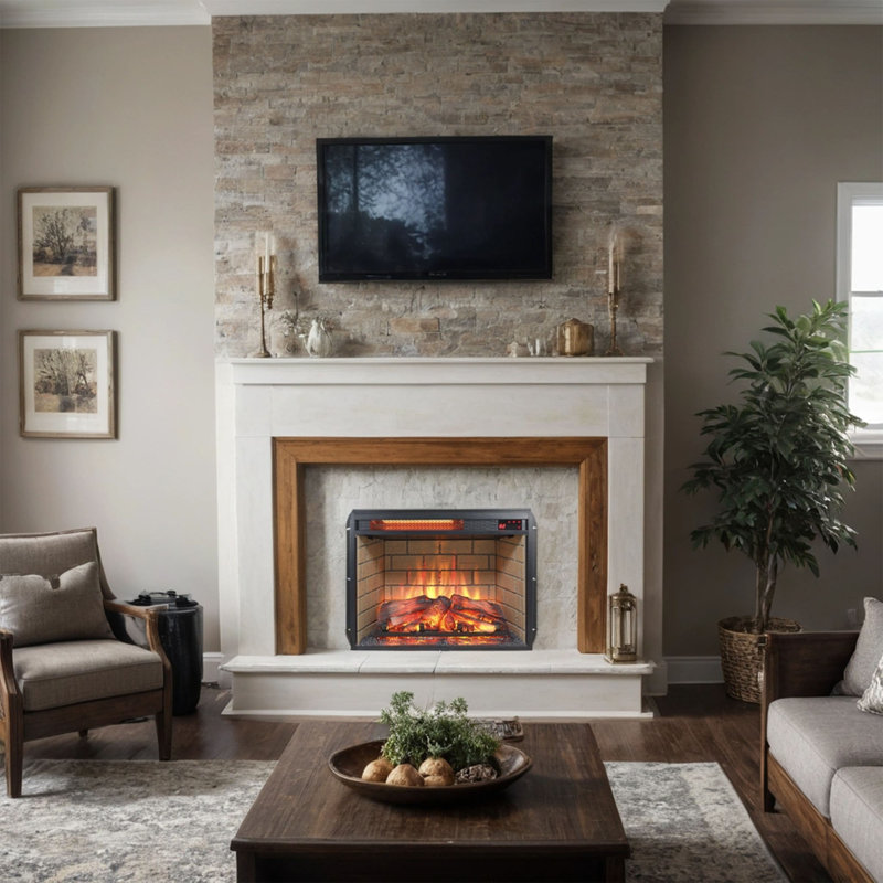26" Infrared Quartz Heater Fireplace Insert, 18.1" H x 27.2" W x 8.2" D