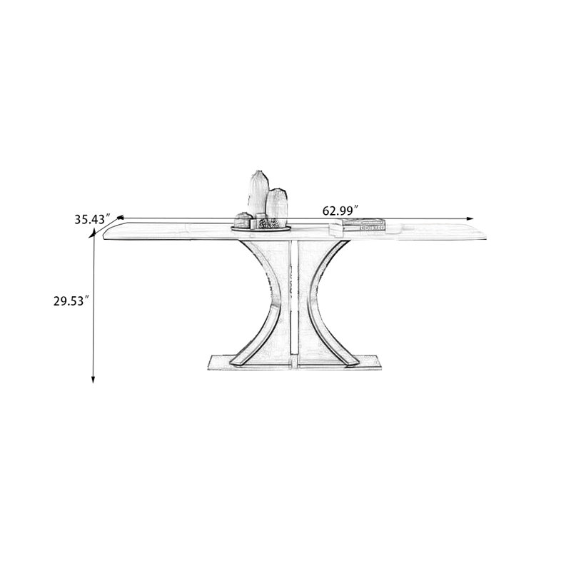 Picture color Rectangular Sintered Stone tabletop Dining Table, 29.53"H x 62.99"L x 35.43"W