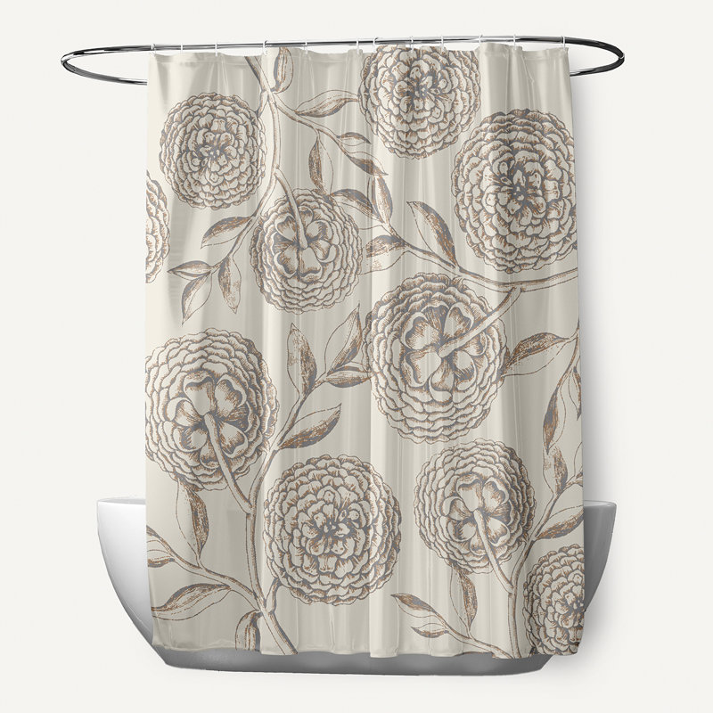 Slezak Floral Shower Curtain, Taupe