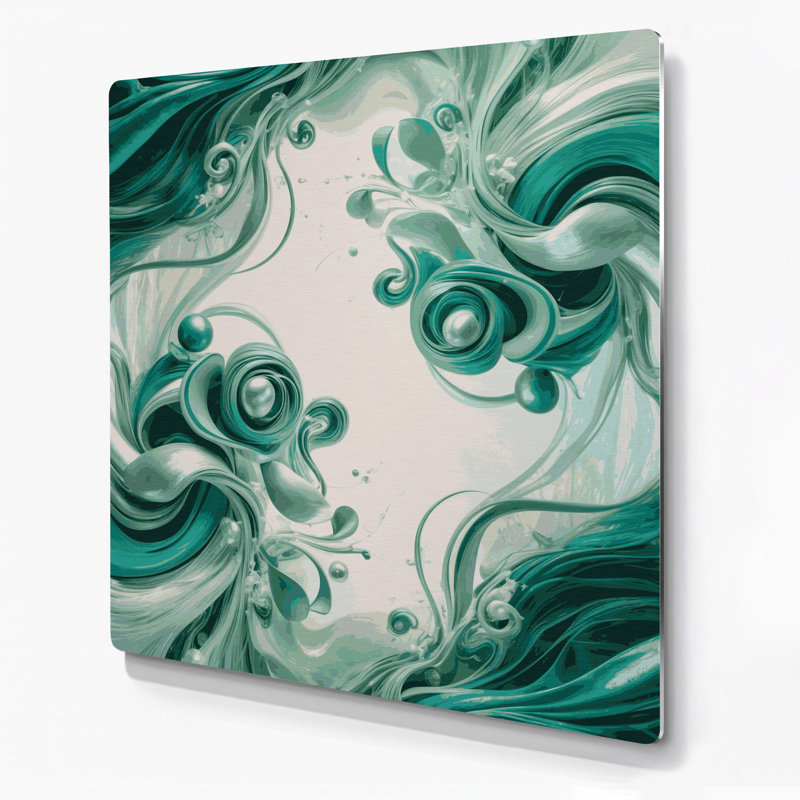 Art mural abstrait en métal vert 49, H 8 po x l 8 po