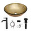 16.5" Glass Circular Vessel Bathroom Sink with Pop-Up Drain and Faucet-118628272