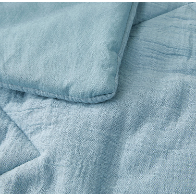 Skye Cotton Gauze Thin Comforter Set, Oversized King Comforter + 2 King Shams, Lake Blue