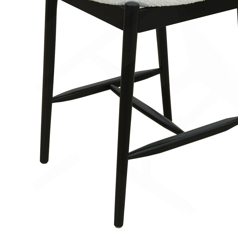 Tabouret de comptoir Mid-Century moderne (ensemble de 2) noir et beige, Noir
