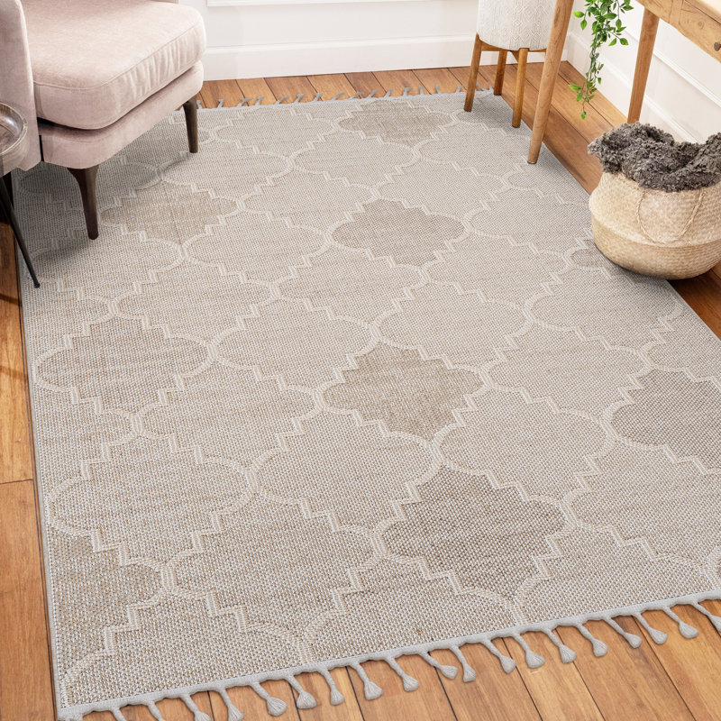 Tapis intérieur / extérieur crème 5X7, Rectangle 5 pi 3 po x 7 pi 6 po