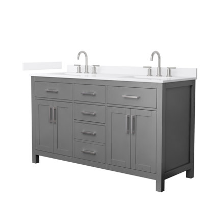 Beckett 60" Freestanding Double Bathroom Vanity with Quartz Top