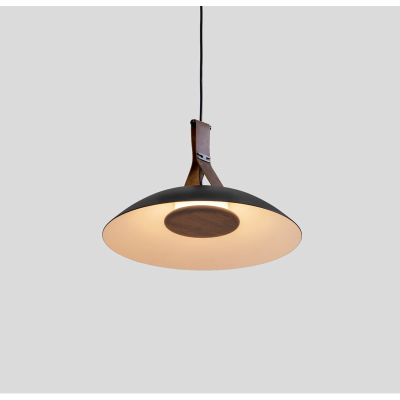 Luminaire suspendu à DEL 18 po Volo, Laiton brossé / blanc, 4 000 K, Noir / brun