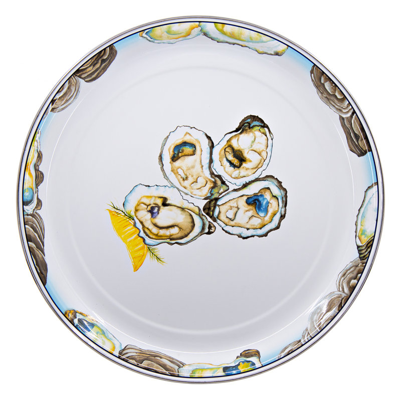Golden Rabbit Enamelware Oyster 15.5" Serving Tray